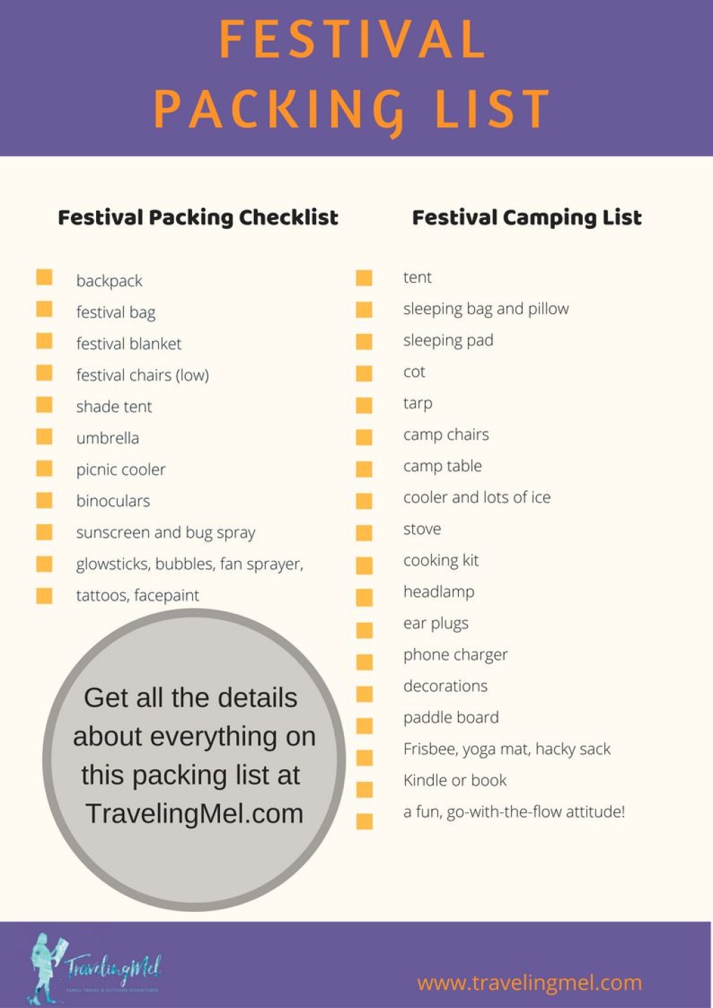 Picture of: Festival Camping Checklist and Festival Essentials – TravelingMel