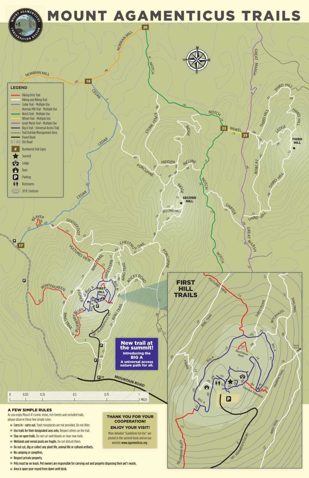 Picture of: Mount Agamenticus Trail Map: Hiking & Biking Trails in York, Maine