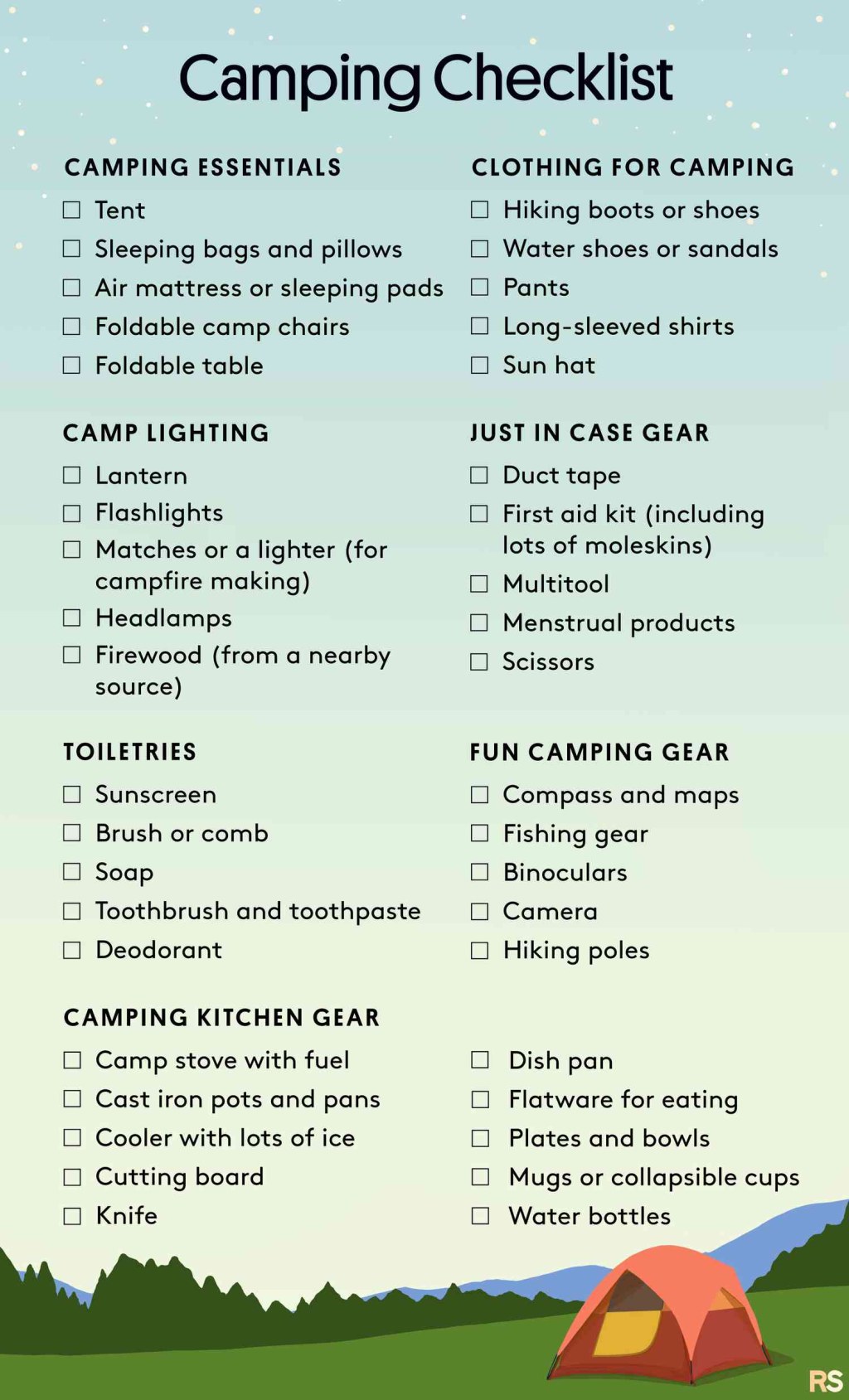 Picture of: Your Camping Supplies Checklist: Everything You Need to Bring Camping